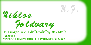 miklos foldvary business card